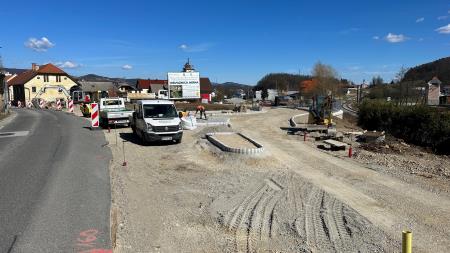 Gradbena dela na krožišču, sredina marca 2023, foto Š. Velečič