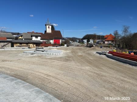 Gradbena dela na krožišču, sredina marca 2023, foto Š. Velečič